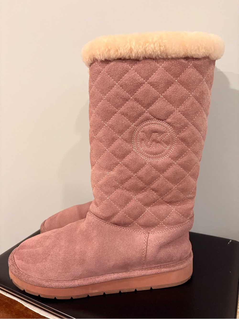 Michael Kors Quilted Suede Boot in Dusty Rose Pink. Women’s size 8M